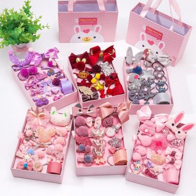 China Children's Hair Clip Set Korean Style New Fashion Cute Lovely Children's Hair Accessories 18 Piece Sets Hair Clip Sets Rubber Hairpin for sale