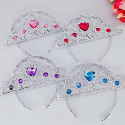 China Wedding Accessorize Wholesale Cheap Plastic Tiaras Dress Up Snow And Ice Colors Princess Plastic Crown For Girls for sale