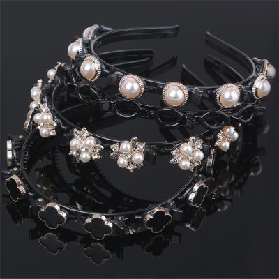 China Hot and popular women's headband raw materials for shinny hair bands diamond pearl make up bangs headbands for women for sale