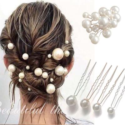 China Girl Hair Accessories 16PCS/Set Hairpin Metal Pearl Hair U Fork With Beautiful Pearl White Bridal Wedding Hair Accessories For Women for sale