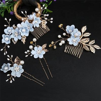 China Women's Hair Accessories Crystal Bridal Hair Accessories Peals Hair Comb Wedding Hair Clips Accessories Jewelry Handmade Women for sale