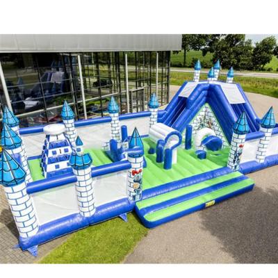 China Hot Selling 40ft x 27ft x 18ft Blue Castle Kids Inflatable Playground Giant Dourable Kids Inflatable Playground Inflatable Fun City for sale