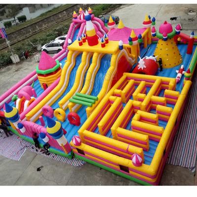 China Durable 20m x 16m Animal Theme Bouncy Castle Fun City Inflatable Games For Sale Giant Kids Inflatable Playground Manufacturer for sale