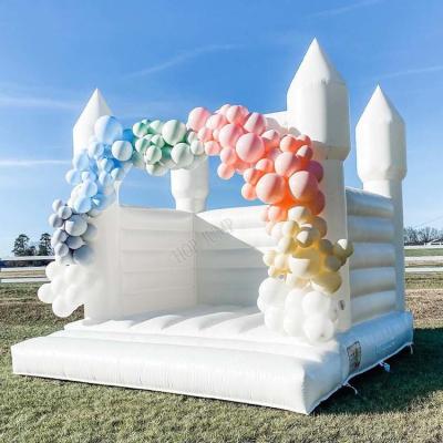 China UV Protective  Flame Retardant  Waterproof 13'x13' 15'x15' bounce house white castle bounce house inflatable for wedding for sale