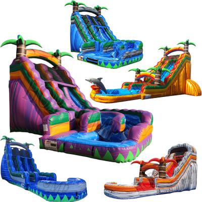 China Dourable Factory Commerical Grade PVC Plam Tree Inflatable Water Slide Backyard Jumper Bouncer Slide Water Slide For Sale for sale