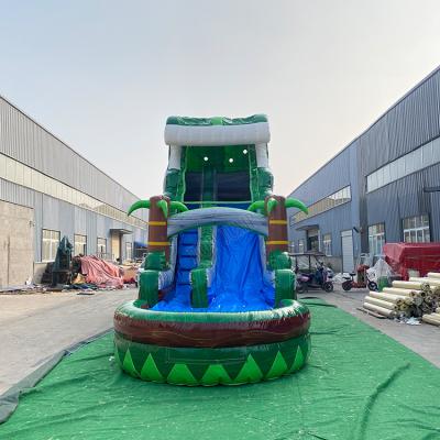 China Dourable wholesale Commercial PVC large kids adult bouncy games inflatable playground water dry slide with pool inflatable water slide for sale