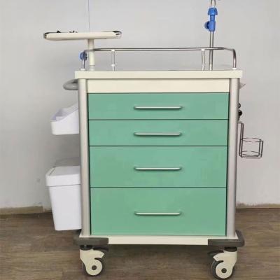 China Traditional Hospital Furniture Hospital Nursing Instrument Trolley Medical Drug Storage Trolley With Four Drawers for sale