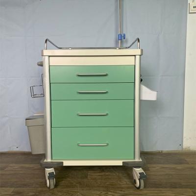 China Traditional Plastic Crash Trolley Hospital Resuscitation Emergency Trolley 5 Drawers ABS Trolley Price Hospital Furniture Medical Trolley for sale