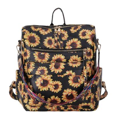 China Anti-theft Sunflower Women Fashion Backpack Purse Convertible Schoolbag Colorful Strap Shoulder Handbags for sale