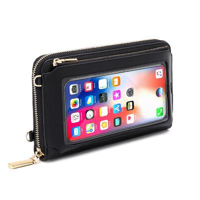 China Shockproof Cross - Body Mobile Phone Purse Women Touch Screen Bag RFID Blocking Wallet Purse Shoulder Strap for sale