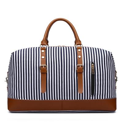 China Fashion Hot Sale Canvas Striped Messenger Large Capacity Fashion Portable Family Travel Duffel Bags For Man Women for sale