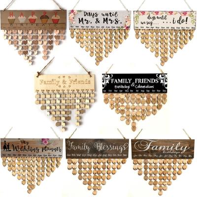 China DIY CLASSIC Wood Family DIY Friends Board Reminder Birthday Wall Hanging Calendar for sale