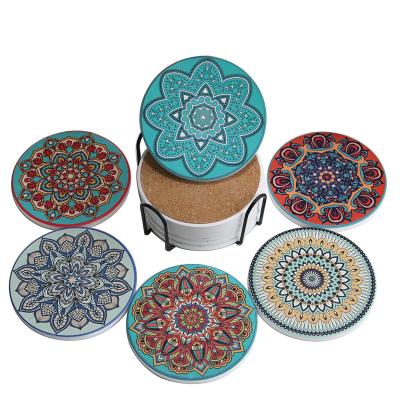 China Sustainable Products Bestselling Coaster DIY Customized Absorbent Tea Cup Coaster Set Coaster Coffee Cup Ceramic Mat for sale