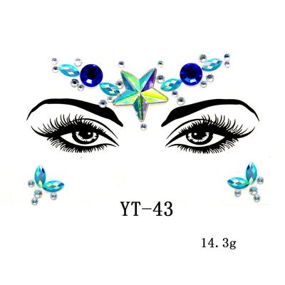 China Diamond Natural Resin Rhinestone Temporary Face Tattoo Stickers Diamond Stickers Fancy Dress Party for sale