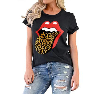 China Anti-Wrinkle Summer Women's Casual Short Sleeve T-shirt Cool Tongue Stitches Round Tops O-Neck Tees Funny Graphic Blouse for sale