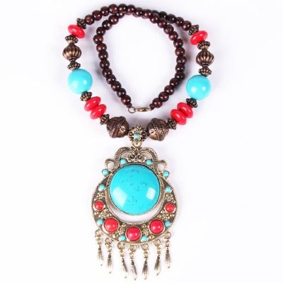 China New BOHEMIA Bead Necklace Vintage Pendant Necklace Turquoise Handmade Woven Beads Bohemian Long Necklace For Women Fashion Jewelry for sale