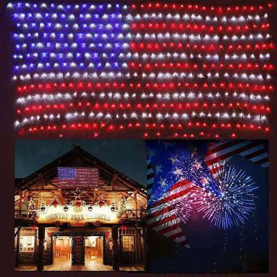 China Like Pictures LED American Flag Net Lights Waterproof String Light for Christmas Holiday Independence Day Memorial Day Decoration Garden for sale