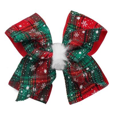 China New Style Christmas Party Bow Headwear Plaid Print Hair Bow Professional Tie Girl's Handmade Hair Accessories for sale