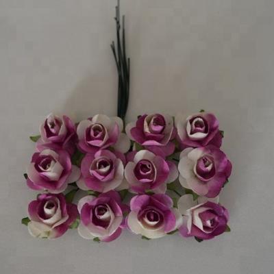 China Cheap Artificial Paper Rose Head Paper Flower For Wedding Decoration for sale