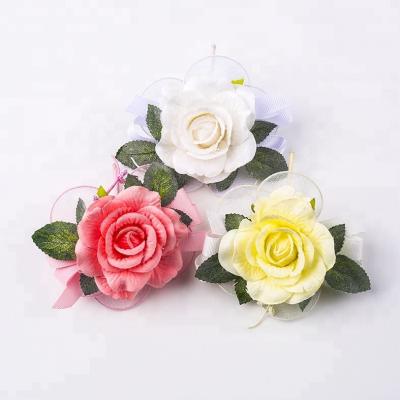 China Real Polyester+iron Touch Artificial Flower Single Stem Rose Head for sale