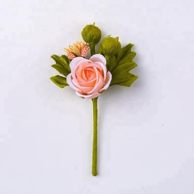 China Polyester+iron artificial flower single stem rose for sale