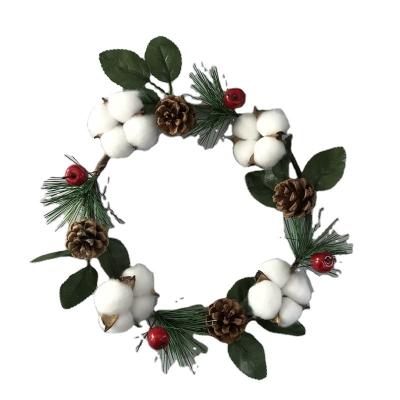 China Plastic +iron Holiday Garland Ornaments with Red Cotton Ball Pine Cone Berry for sale