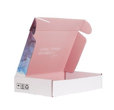 China Custom Recyclable Pink Color Cosmetic Recyclable Mailing Box Packaging Mailing Box Corrugated Paper Box for sale