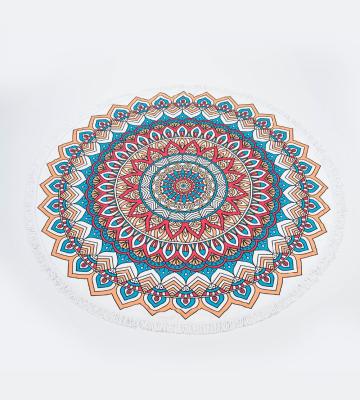 China 100% Compressed Round Microfiber Terry Cloth Thick Mandala Blanket Beach Towel for sale