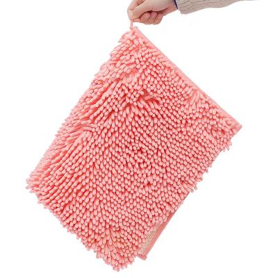 China Durable Non-Slip Bath Mat Toilet Rug Water Absorption Bath Tub Mat Bathmat Shaggy Chenille for sale