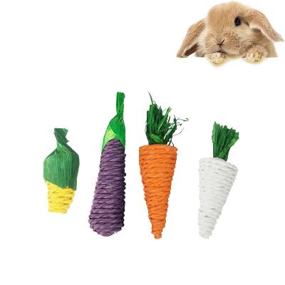 China Wholesale Stocked Bunny Chew Toys For Teeth Health Rabbit Eggplant Shape Pet Molar Chew Toys for sale