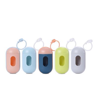 China Sustainable Waste Bag Dispenser Hands Free Leash Dog Poo Bag Holder With Silicone Leash Clip Strap 1 Roll Dog Waste Bags for sale