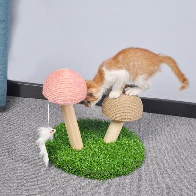 China 2022 New Design Natural Sisal Viable Cat Kitten Scratching Post Mushroom Cat Large Scratcher for Indoor Cats and Kittens for sale