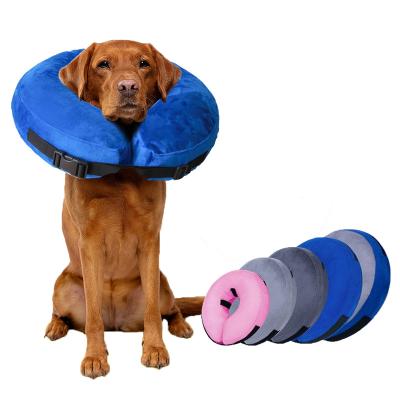 China Comfortable Soft Elizabethan Dog Inflatable Pet Collar Viable Surgical Recovery Protector Prevent From Sharp Scratch for sale