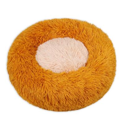 China Washable Stocked Puppy Beds for Small Dogs Cat Bed Cozy Fur Donut Comfy Pet Cushion Around Warm Bed for sale