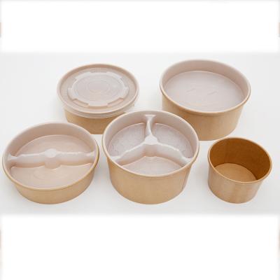 China 36oz 50oz Brown 750ml Round Kraft Salad Soup Paper Cup Sustainable Paper Bowl With Lid for sale