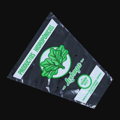 China Clear Recyclable Packaging Custom Logo Printing Clear Flower Sleeve CPP OPP Lettuce Plastic Bag With Poly Holes Vegetable Bags à venda