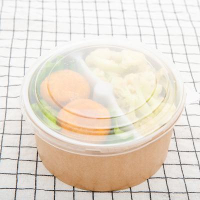 China Oilproof Sustainable Food Grade Round Disposable Bowl Container Box For Fast Food Packagikng Paper Bowl With Lid for sale