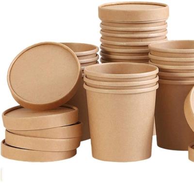 Chine China Factory Wholesale Waterproof Recyclable Paper Cups 8oz Soup Cups Kraft Paper Cup à vendre