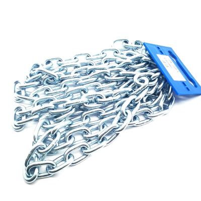 China Hoisting Chain Factory Wholesale 10mm Welded Long/Medium/Short Standard Galvanized Steel Link Chain DIN763 DIN764 DIN5685 for sale