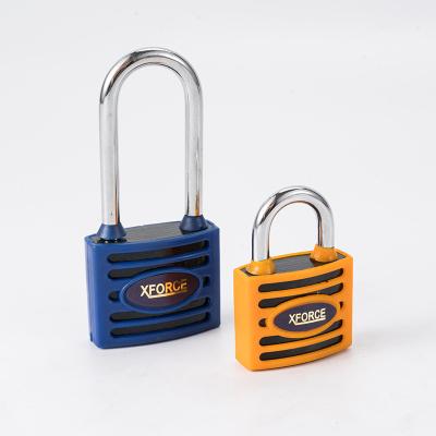 China High Security Durable Anti-theft Iron Waterproof Padlock 32-75MM Padlock Cerradura De Laton Corrugated Shell Long Beam Plastic Covered for sale