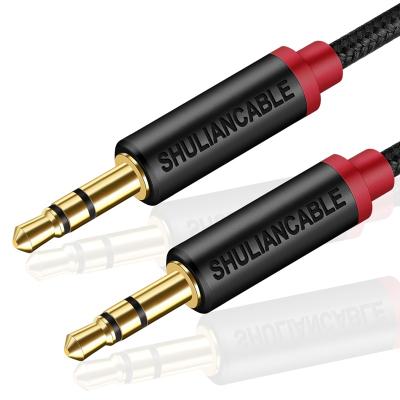 China Car Audio Cable 3.5mm Nylon Braided Male Aux. Male Stereo High Fidelity Sound Cord Harness For Headphones Car Stereos Speakers Home Tablets for sale