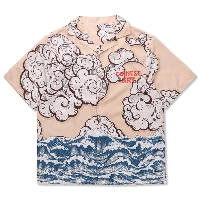 China Harajuku Breathable Shirt Animal Print Blouses Button Up Long Sleeve Streetwear Chinese Style Tops Oversized Punk for sale