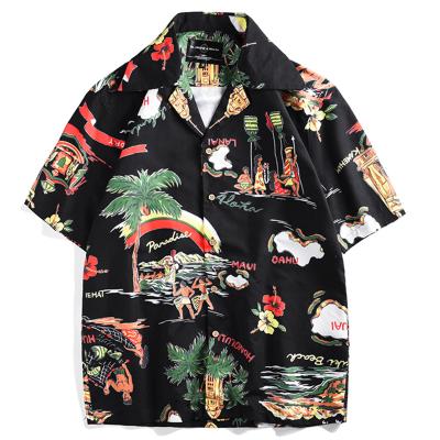 China Funny Breathable Summer Mens Hawaiian Shirts Printed Turn Down Collar Short Sleeve Casual Shirts Button Streetwear for sale