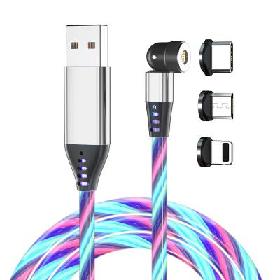 China 1M 2M 3M For Sam Sung High Speed ​​Phone Charger Sync Data Custom Logo 540 Degree Rotating Magnetic Charger 3 In 1 Fast Charging Micro Cable Wire Rope Type C Cable For iPh 13 12 11 XS MAX for sale