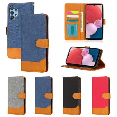 China Shockproof Canvas Leather Phone Case Stitching Flip Cover Luxury PU Leather Case For iPhone 11 12 13 14 Mini Pro Max X XR 6 7 8 plus for sale