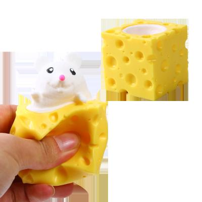 China Cute Soft TPR COMEMOIR Squeeze Toy Wholesale Noise Squeeze Funny Animal Cup Toy Stress Relief Cheese Mouse for sale