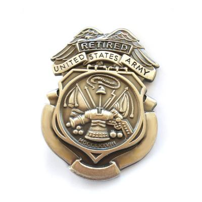 China Custom Army Logo 3D Zinc Alloy Metal Insignia US Military Badges for sale