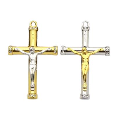 China Religious Wholesale Duo Tone Plating Zinc Alloy Christian Cross Jesus Face Pendant for sale