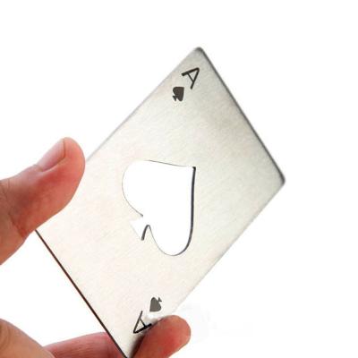 China Wholesale Custom Logo Wallet Size Metal Poker Card Shovel Ace Beer Bottle Pocket Opener for sale