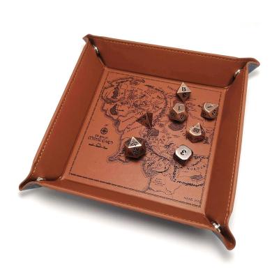 China Wholesale Custom Logo RPG DND and Other Table Games Leather Dice Tray Holder Storage Leather Dice Tray Holder Storage for sale